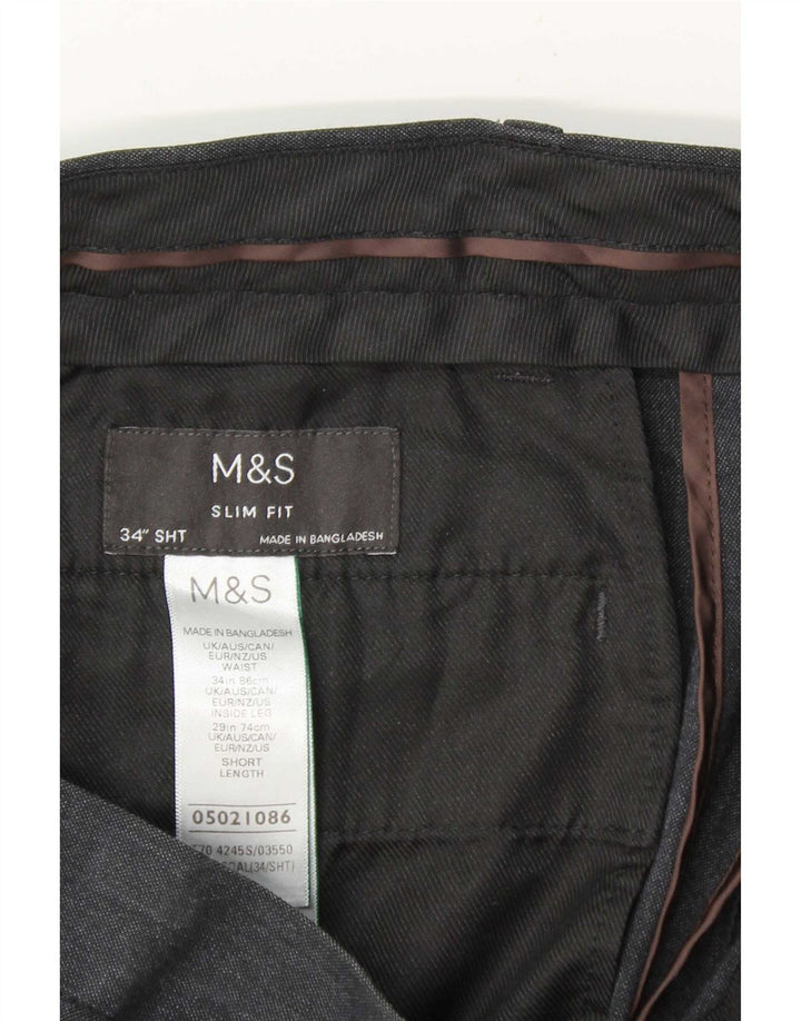 Marks & Spencer muške uske chino hlače W34 L29 tamnoplavi poliester