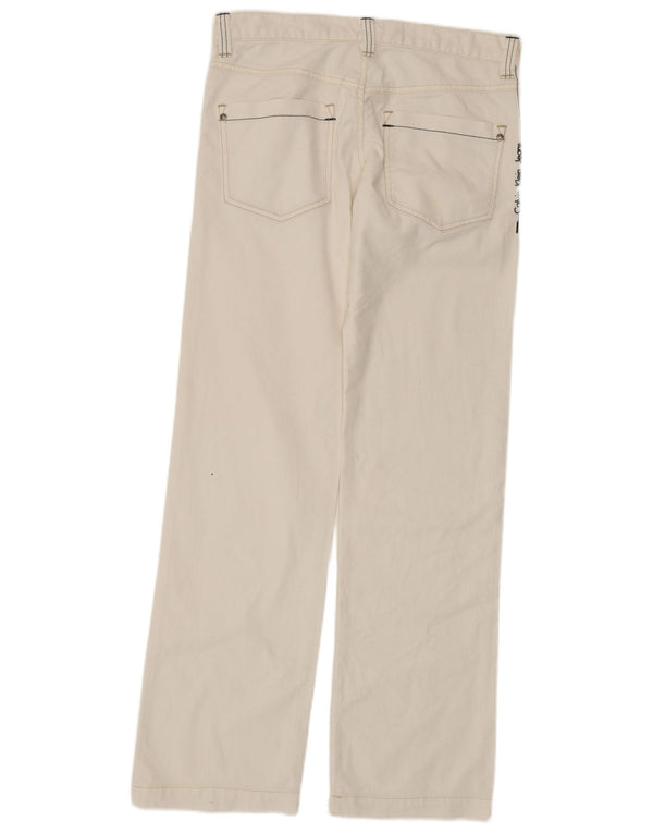 CALVIN KLEIN Ženske ravne traperice US 14 XL W30 L30 Bijeli pamuk