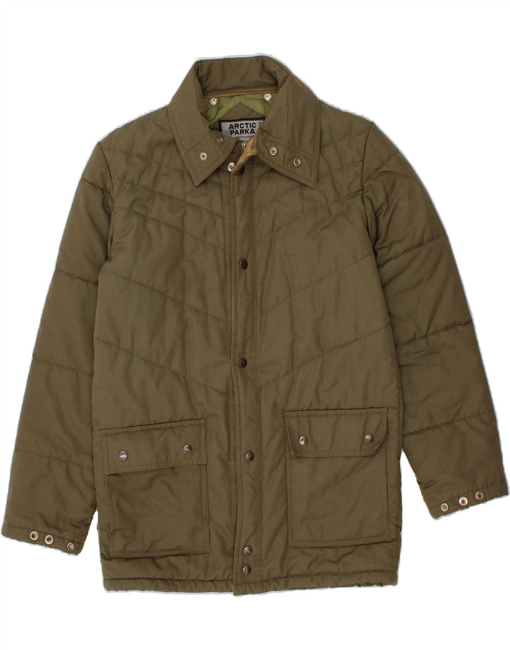 VINTAGE Mens Parka Jacket UK 36 Small Khaki Polyester Vintage Vintage and Second-Hand Vintage from Messina Hembry 