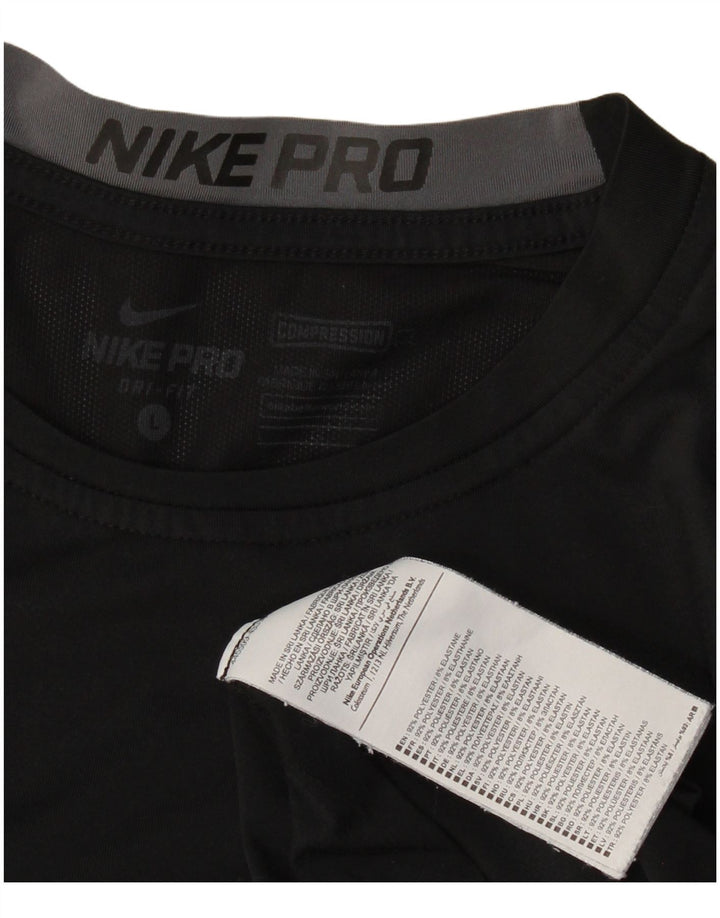 NIKE Mens Dri Fit T-Shirt Top Large Black Polyester