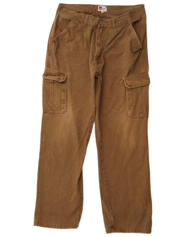 VINTAGE muške ravne kargo hlače EU 52 XL W36 L30 kaki pamuk