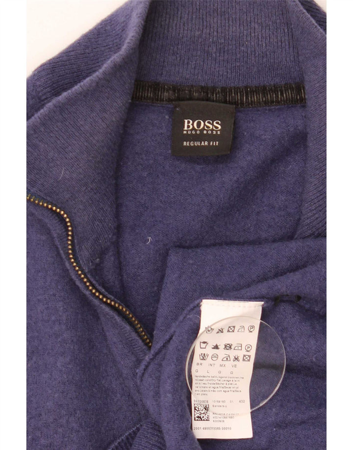 Hugo Boss muški džemper s izrezom i velikim tamnoplavim vunenim puloverom