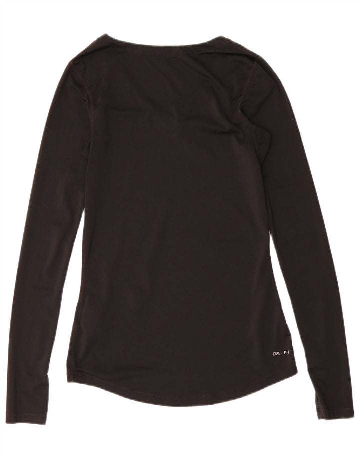 Nike Ženska Dri Fit Top majica dugih rukava UK 8 Mala crna poliester