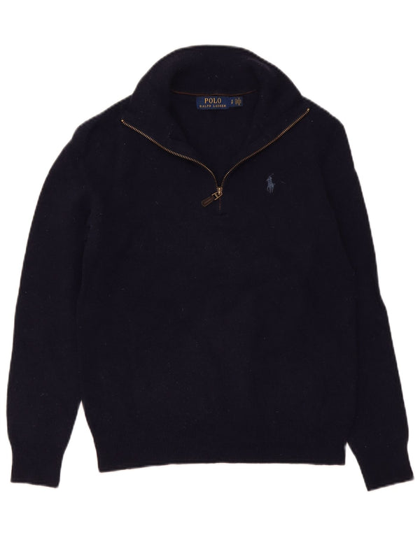 Polo Ralph Lauren ženski džemper s izrezom s patentnim zatvaračem UK 10 Mali tamnoplavi vuneni