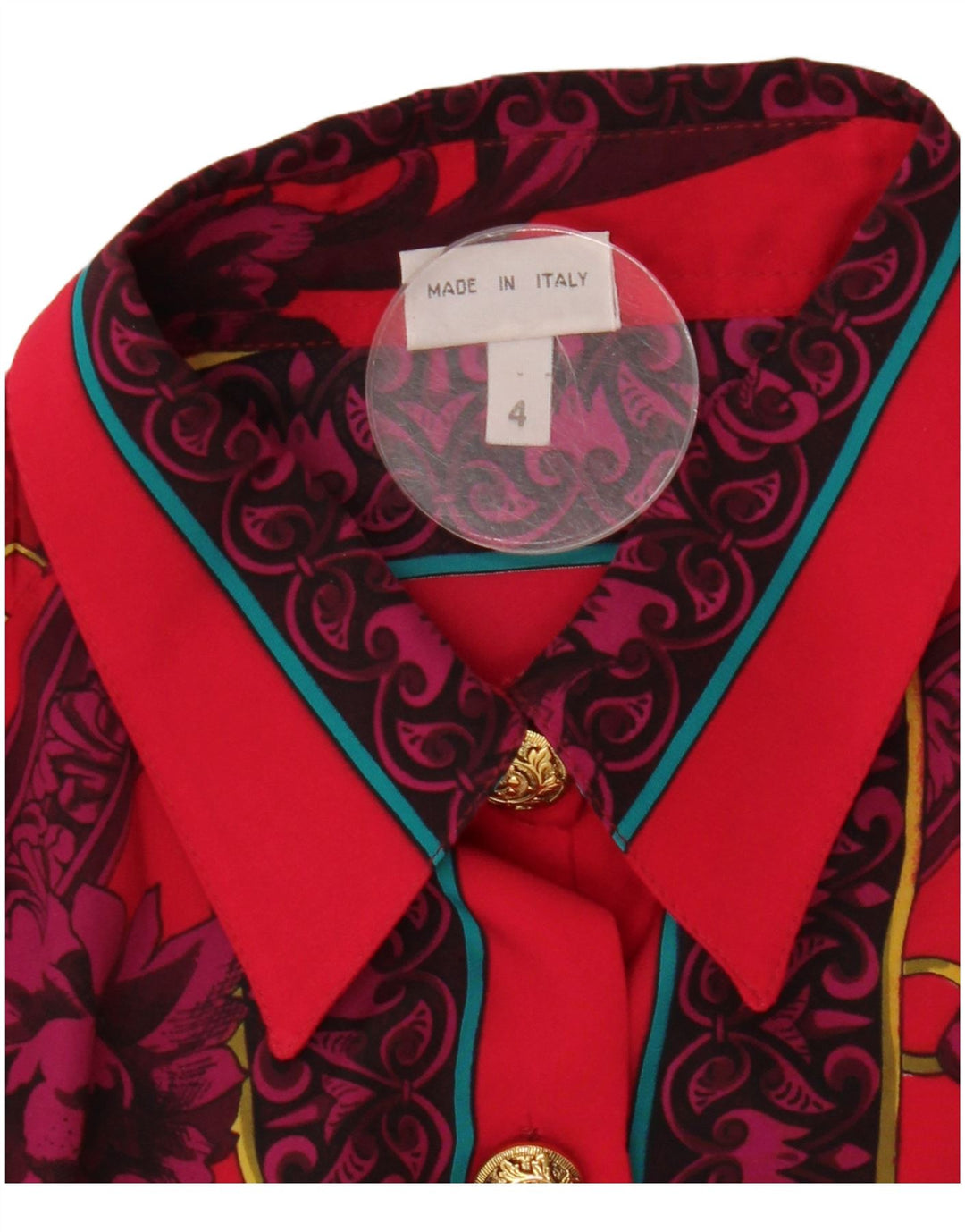 Vintage ženska košulja bluza UK 14 Veliki crveni cvjetni