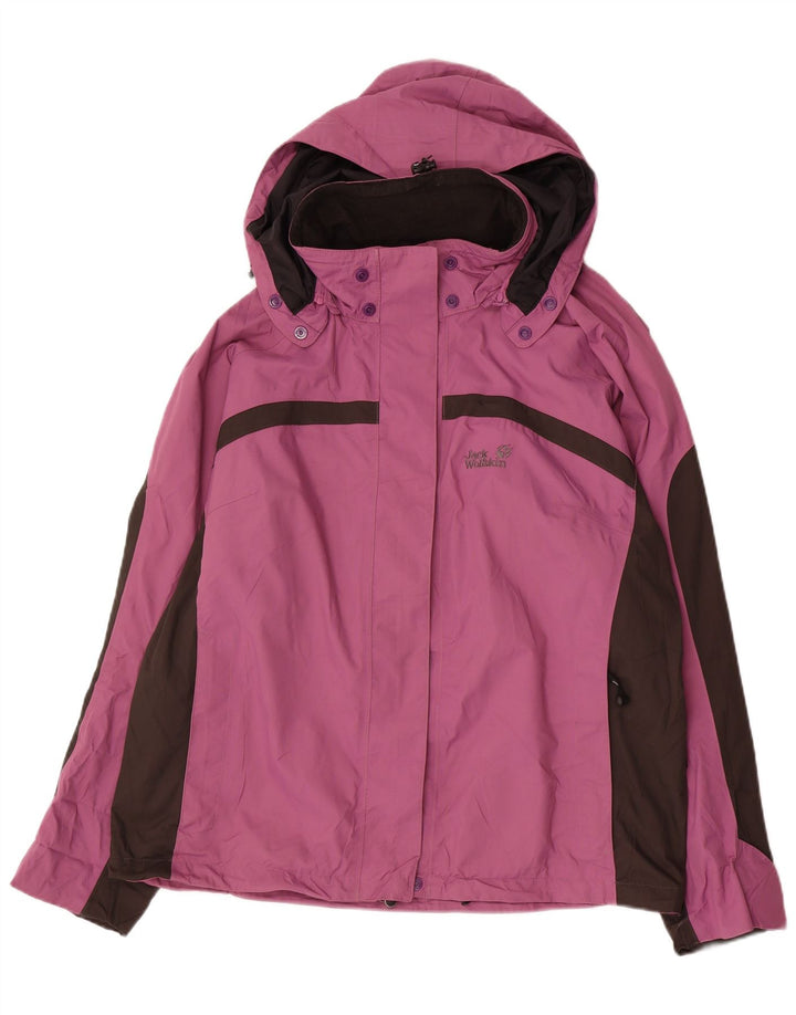 JACK WOLFSKIN Ženska grafička kišna jakna UK 22/24 2XL Purple Colourblock