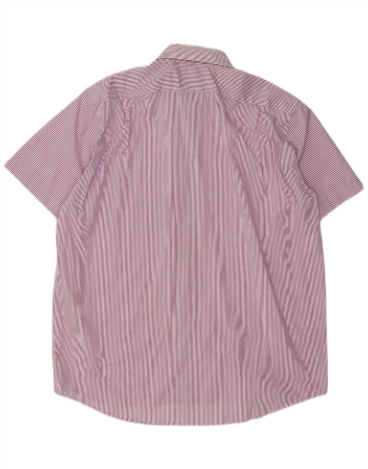 LACOSTE muška košulja kratkih rukava, veličina 45 XL, pamuk s ljubičastim prugama