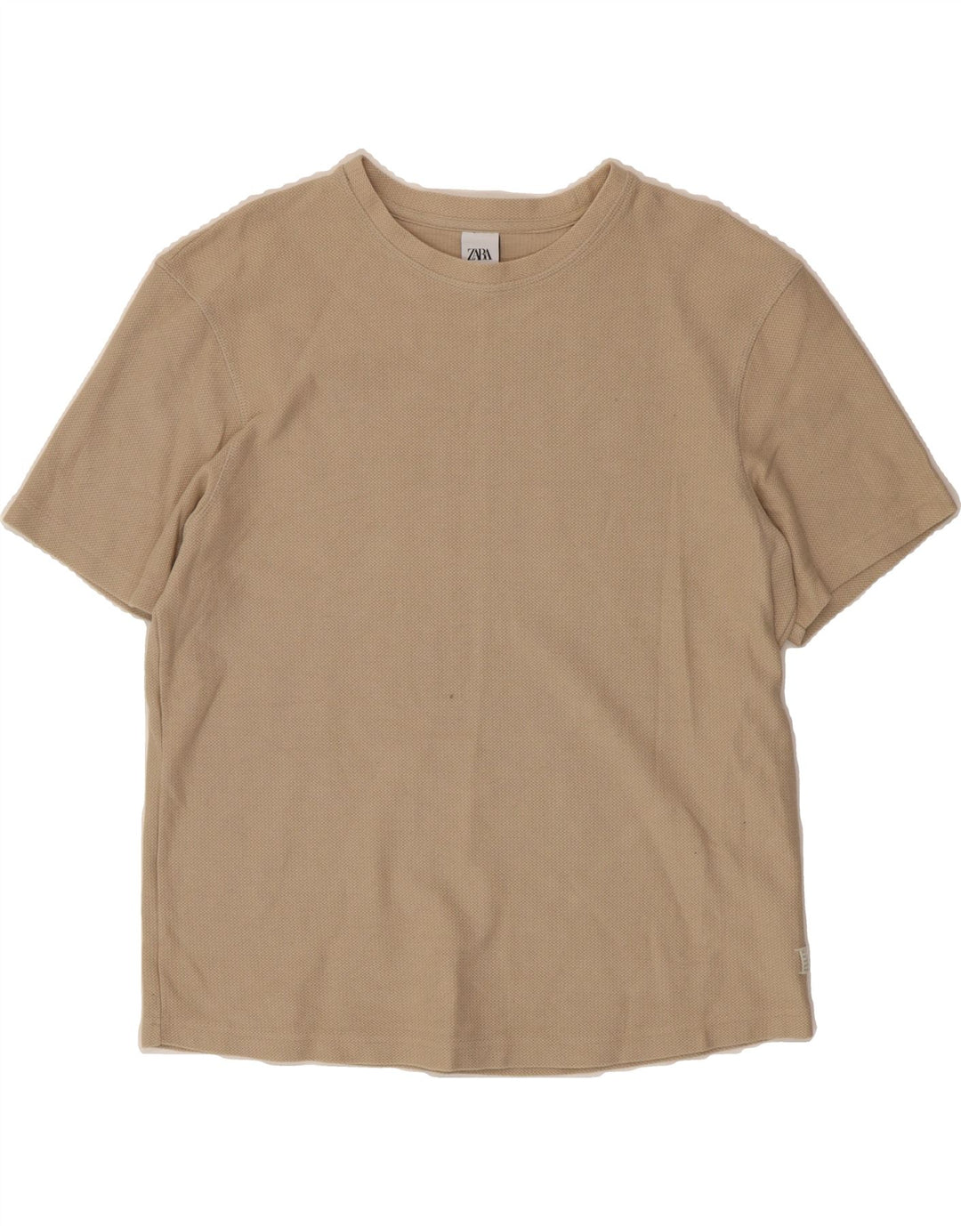 ZARA Mens T-Shirt Top XL Beige Cotton Vintage Zara and Second-Hand Zara from Messina Hembry 