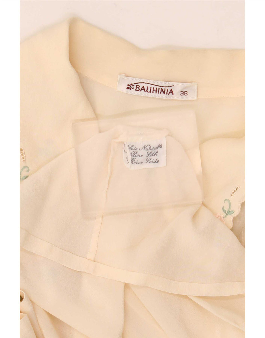 Vintage ženska košulja bluza EU 38 srednje bijele cvjetne svile