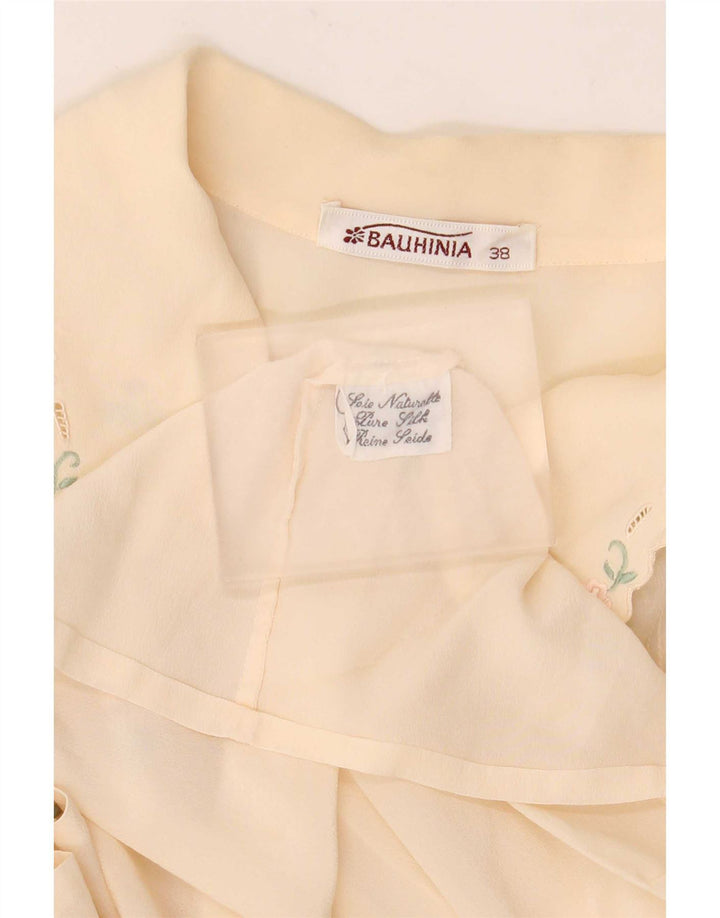 Vintage ženska košulja bluza EU 38 srednje bijele cvjetne svile