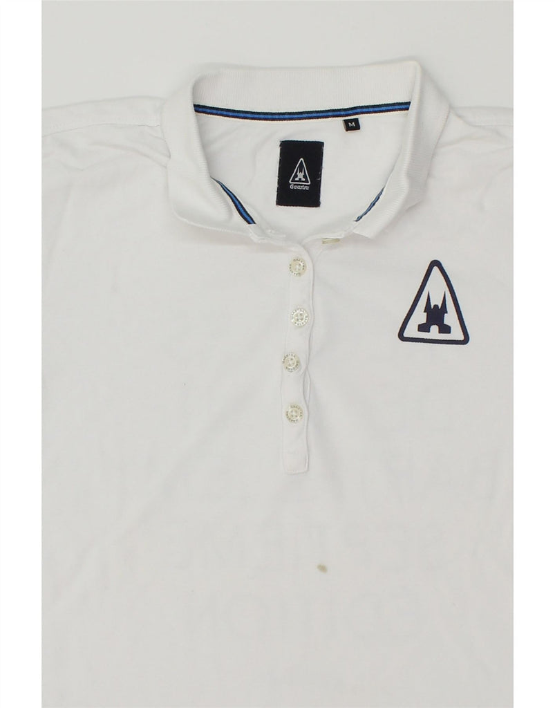 GAASTRA Womens Graphic Polo Shirt UK 14 Medium White Cotton Vintage Gaastra and Second-Hand Gaastra from Messina Hembry 
