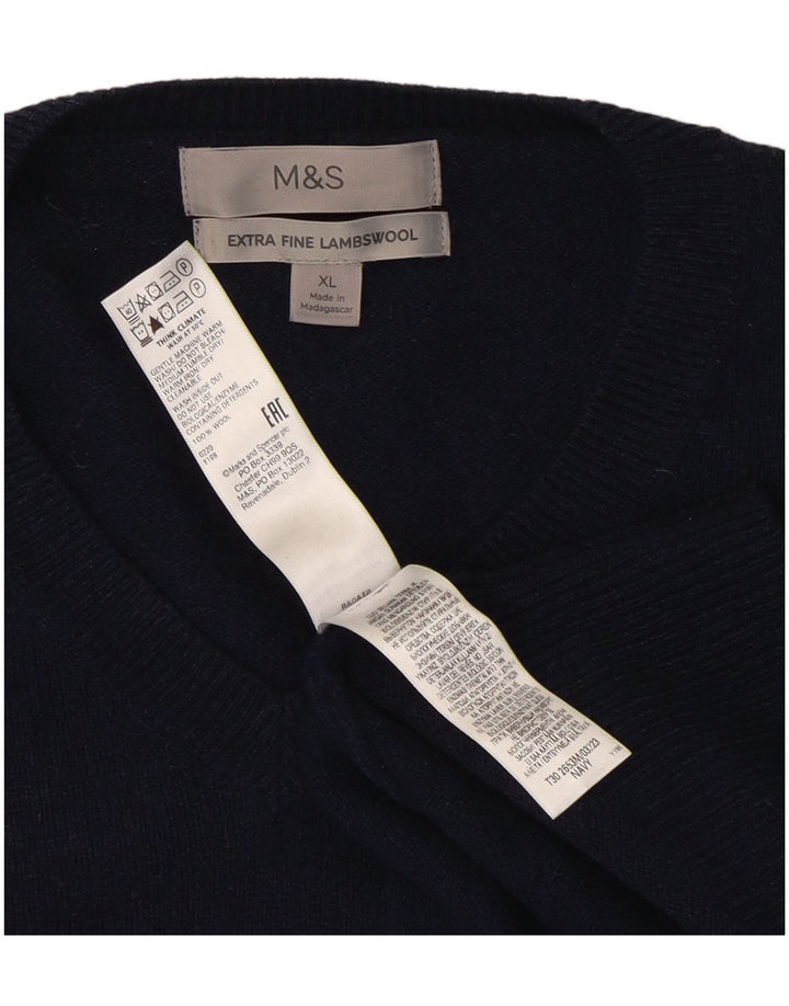 Marks & Spencer muški pulover s V-izrezom XL tamnoplava vuna