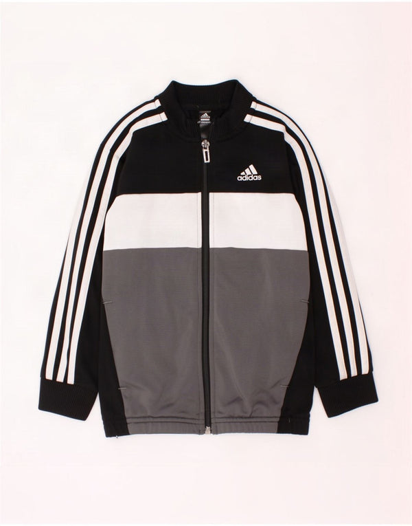 Gornja jakna od trenirke Adidas za dječake 5-6 godina, crni poliester u boji