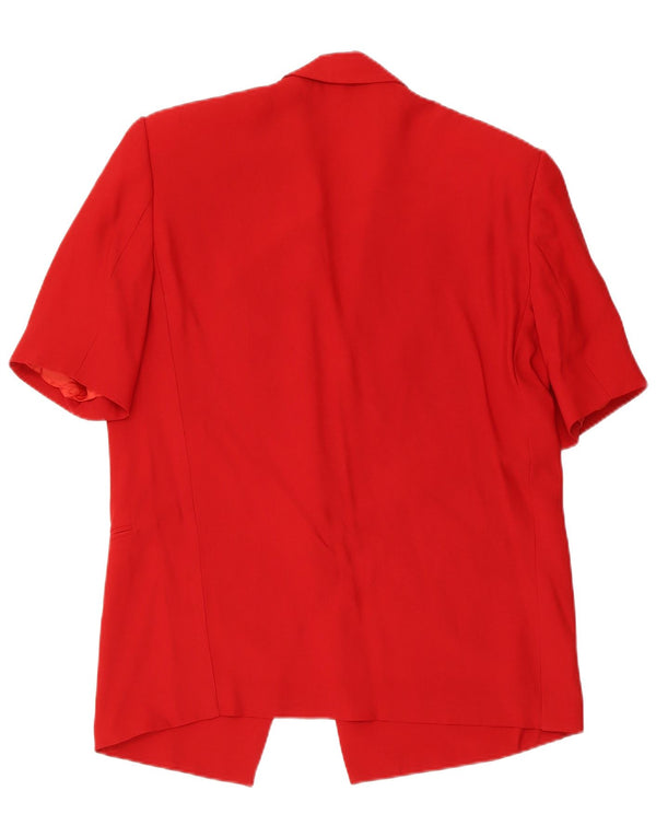Vintage Womens 1 Button Short Sleeve Blazer Jacket UK 14 Medium Red