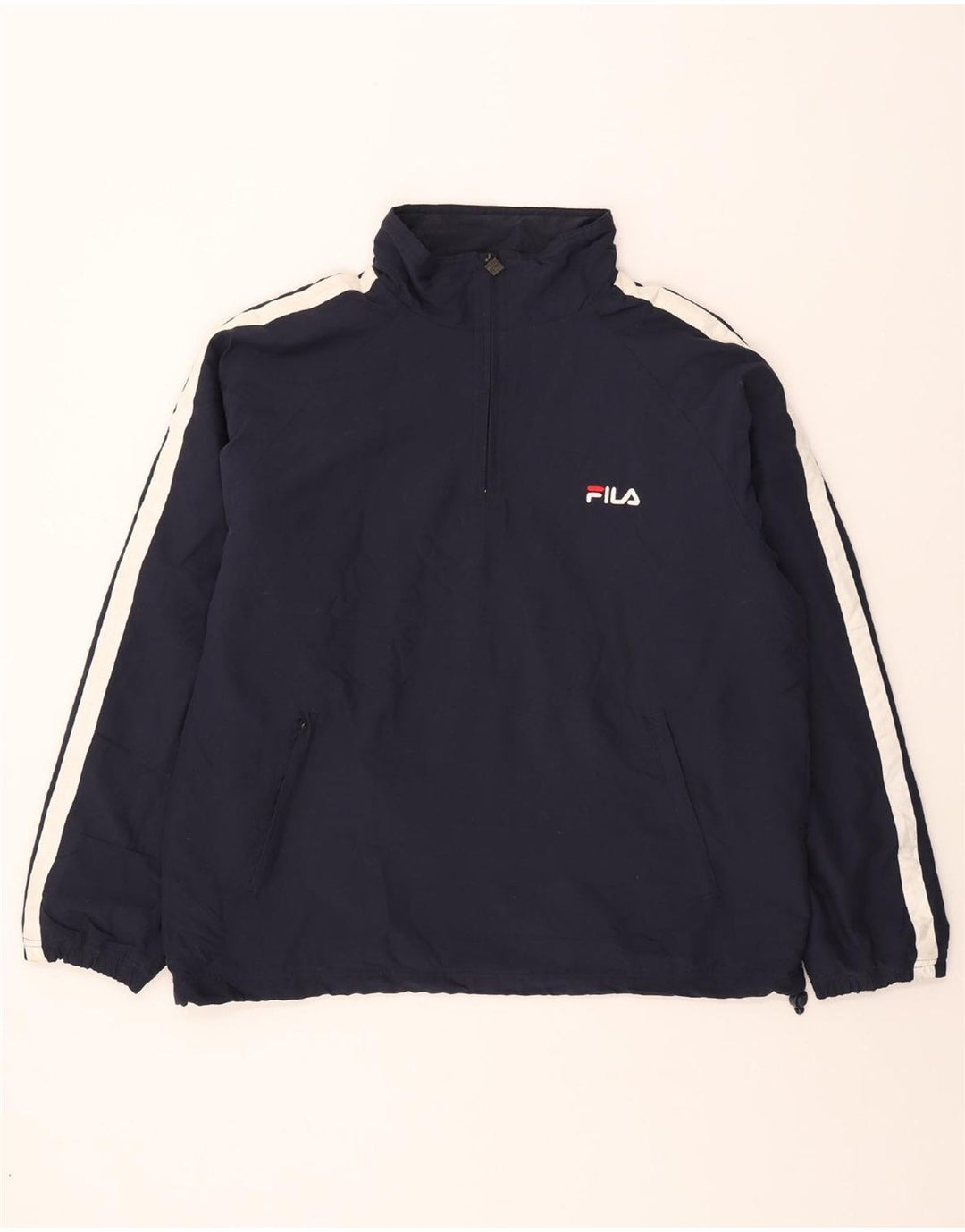 FILA Mens Pullover Tracksuit Top Jacket Medium Navy Blue Colourblock