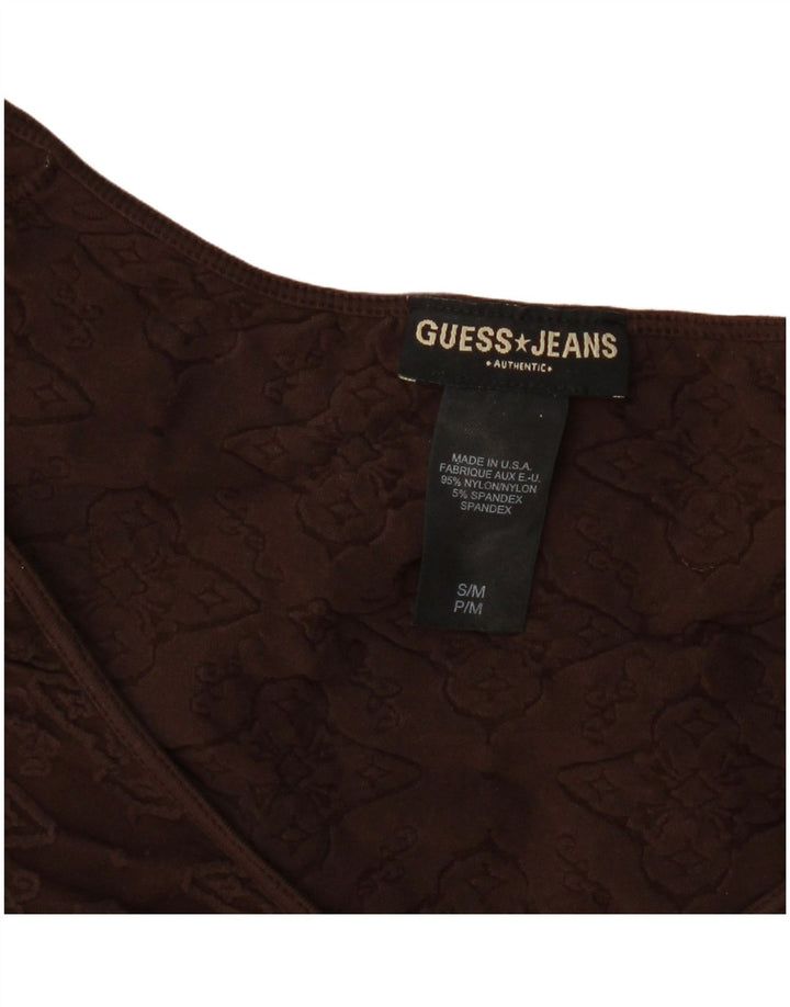 Guess gornji dio ženske bluze UK 8, mali smeđi cvjetni najlon