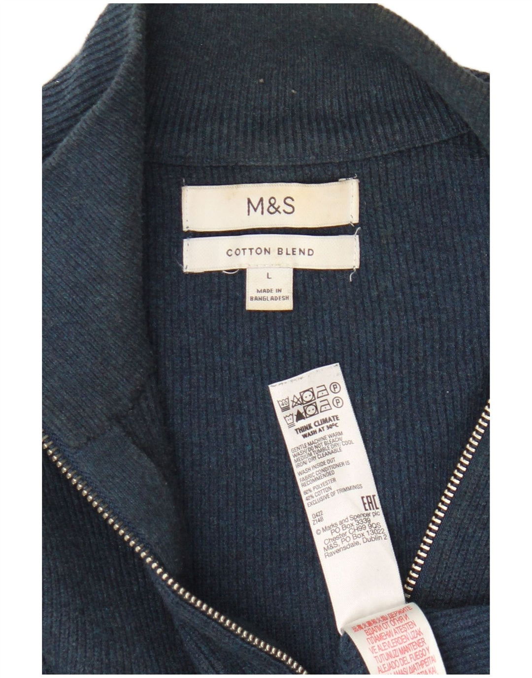 Marks & Spencer muški džemper s izrezom i velikim tamnoplavim pamukom