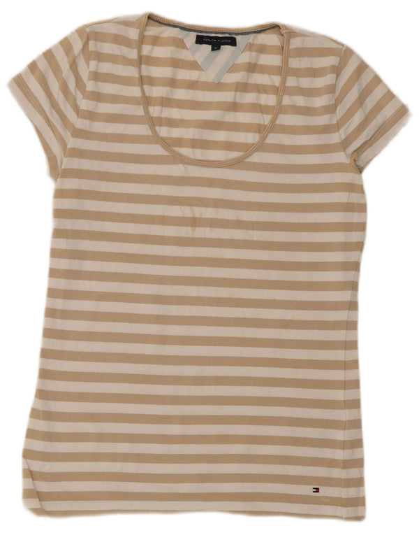 Tommy Hilfiger Ženska majica kratkih rukava UK 12 Medium Beige prugasti pamuk