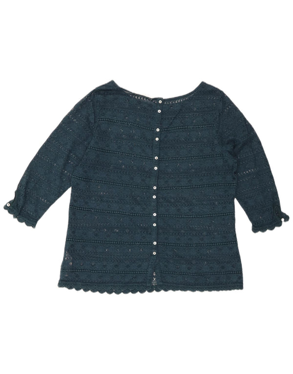 FAT FACE Ženska čipkasta majica s 3/4 rukavima UK 14 Veliki zeleni cvjetni pamuk