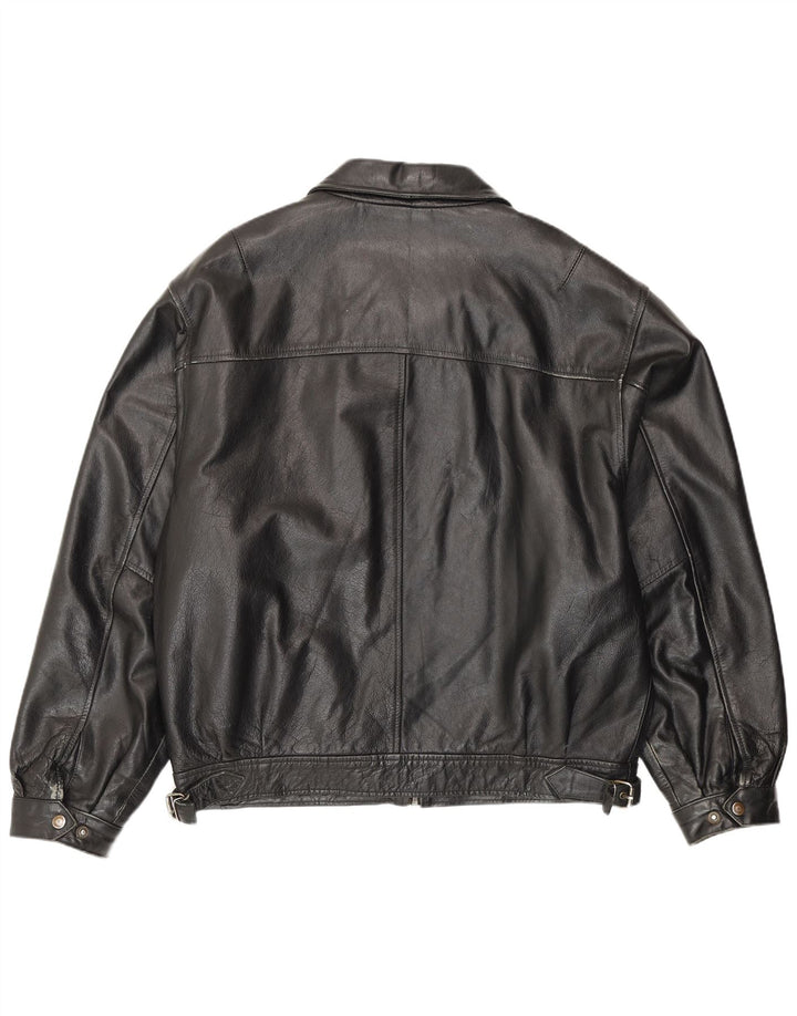Vintage muška bomber kožna jakna IT 54 2XL crna koža