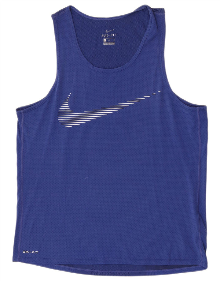 Nike Dri Fit grafički gornji dio srednjeg plavog poliestera