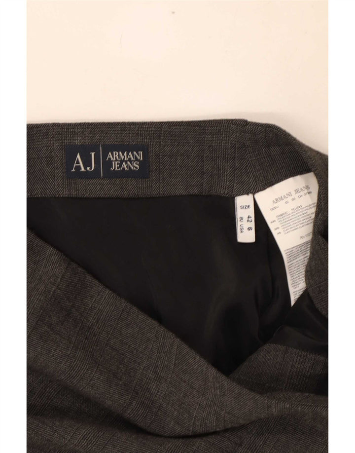 Armani ženska suknja na preklop US 6 srednje veličine W28 sivi karirani poliester