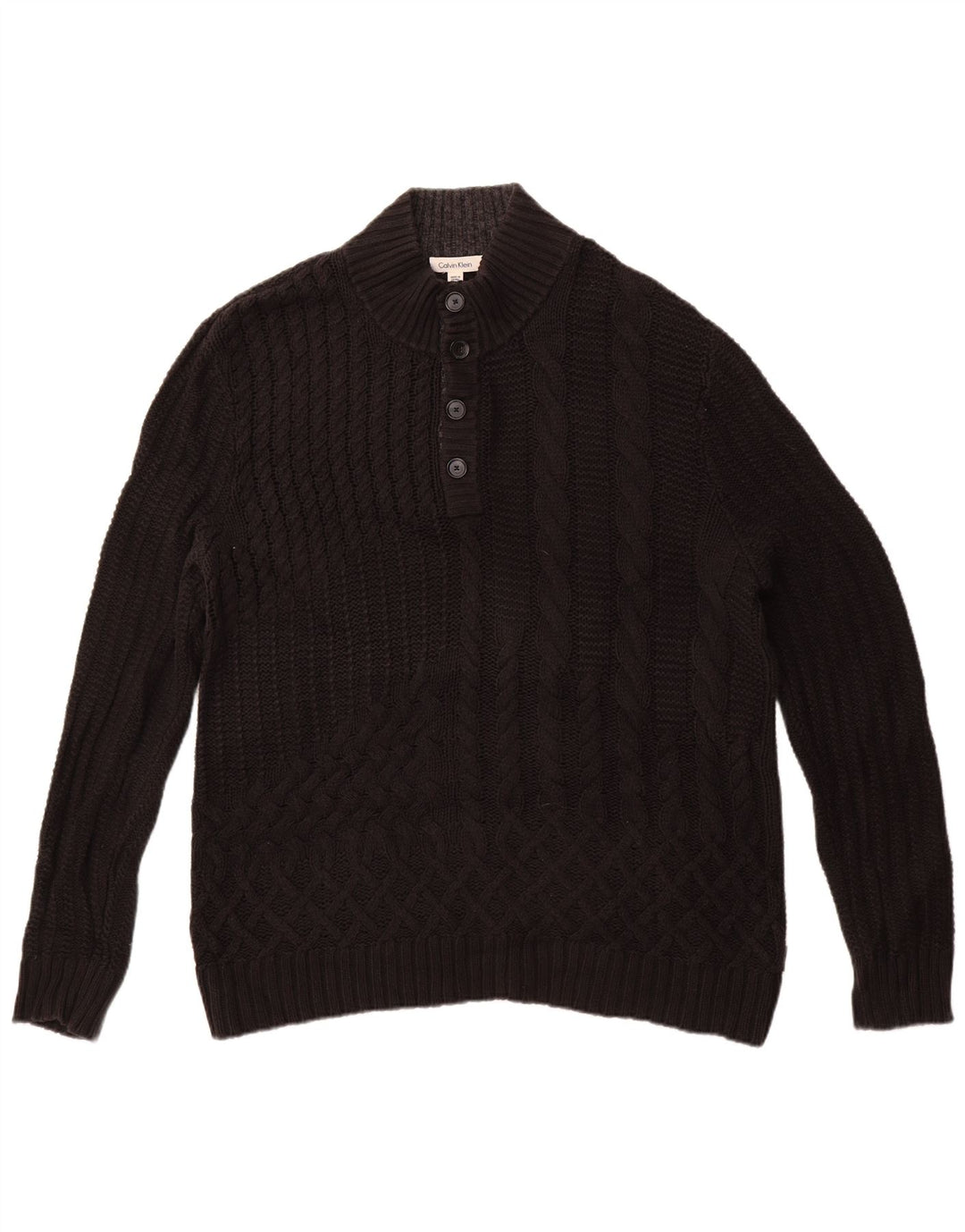 Calvin Klein muški džemper s dugmadima i ovratnikom XL crni pamuk