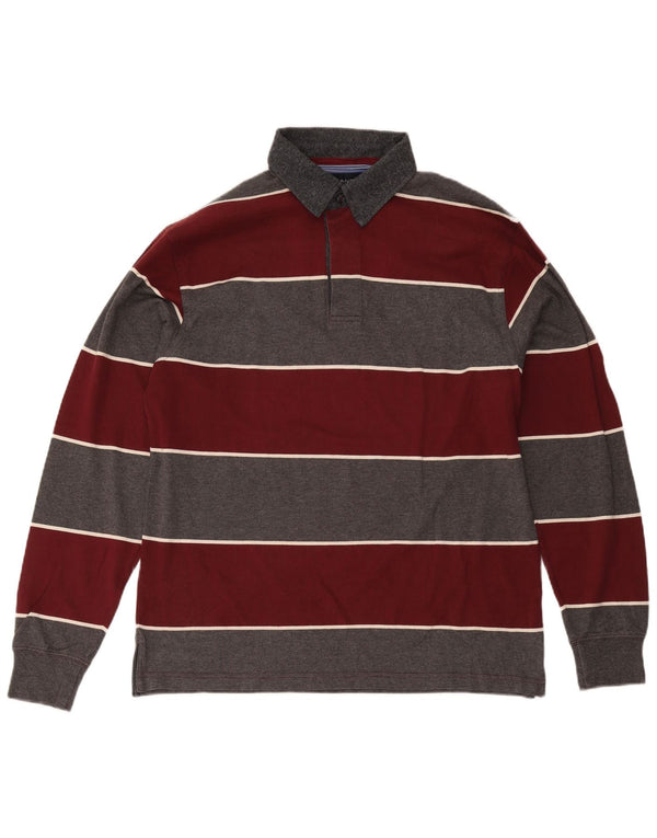 Gant muška ragbi polo majica dugih rukava XL bordo prugasti pamuk