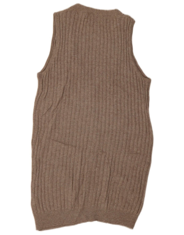 Zara ženski kardigan pulover bez rukava UK 14 srednje bež pamuk