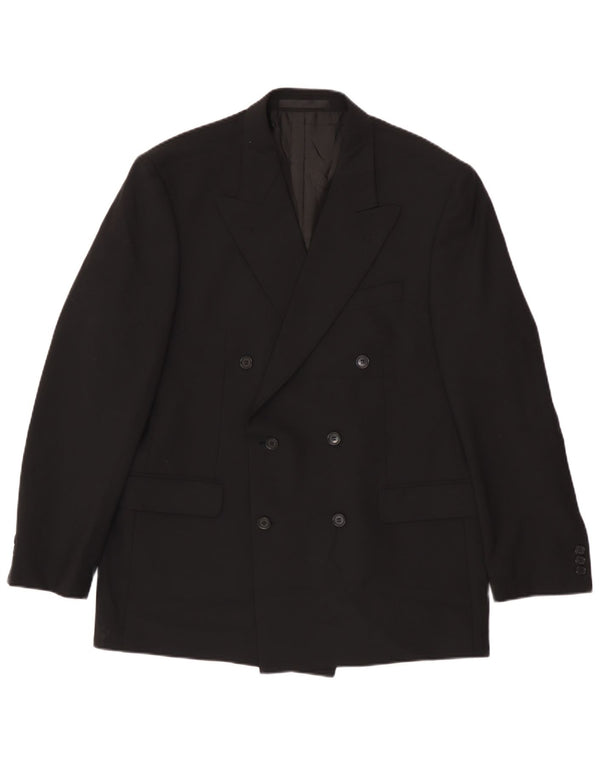 Marks & Spencer Mens Double Breasted Blazer Jacket UK 42 Large Black