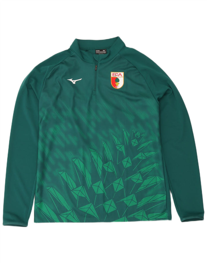 Mizuno muška majica dugih rukava s patentnim zatvaračem i izrezom 3XL zeleni geometrijski poliester