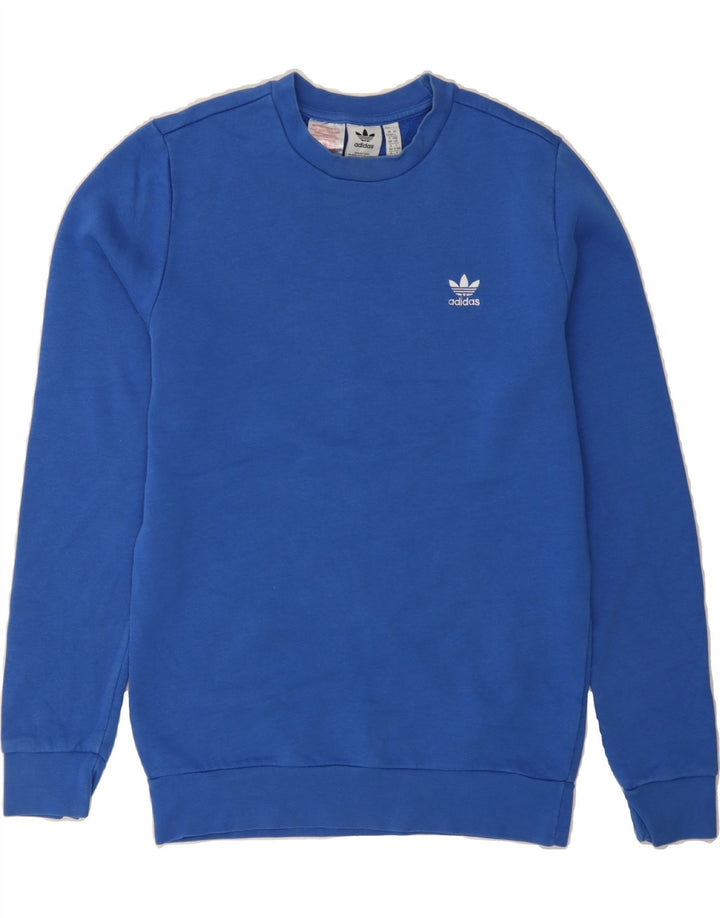 ADIDAS Boys Sweatshirt Jumper 13-14 Years  Blue Cotton Vintage Adidas and Second-Hand Adidas from Messina Hembry 