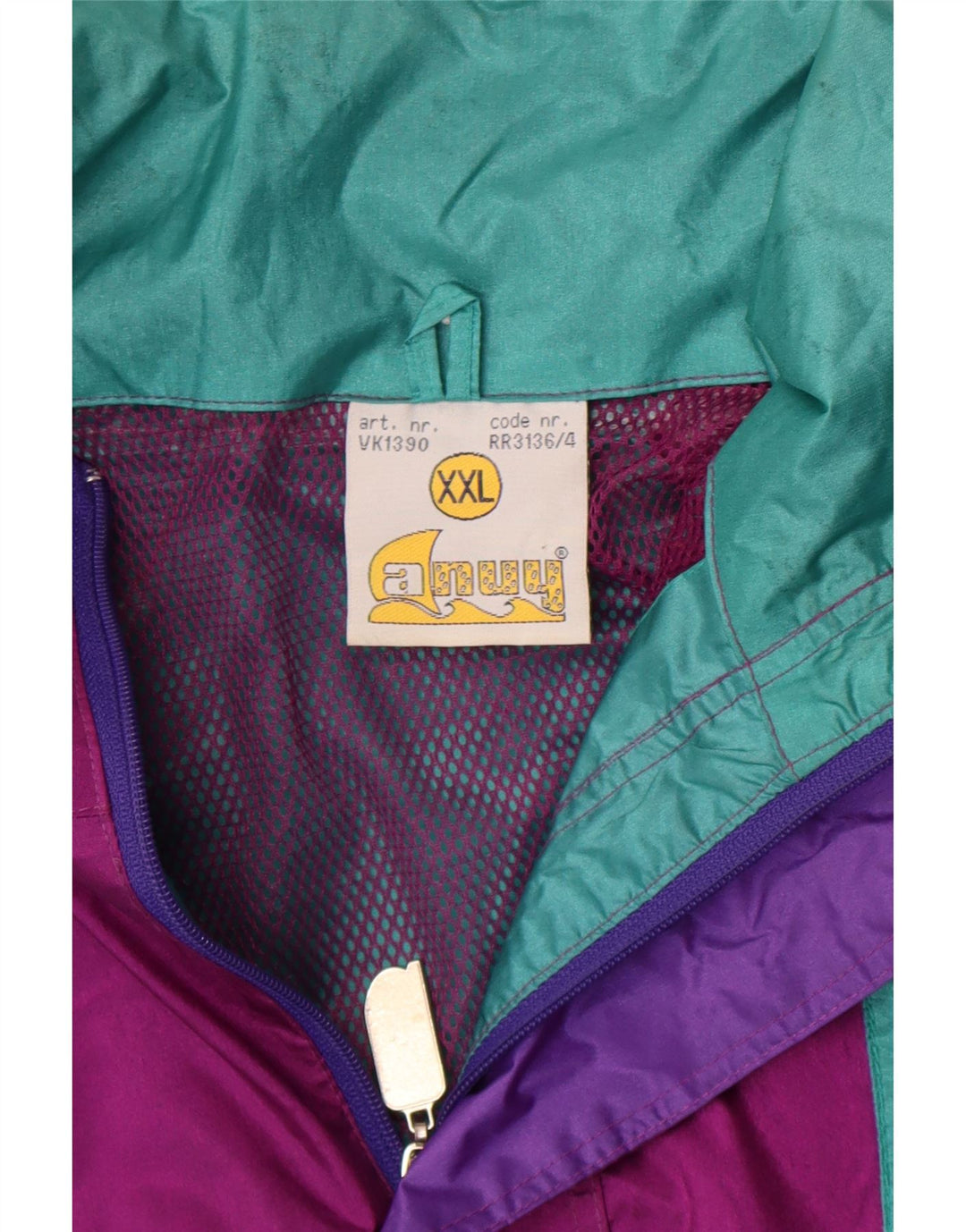 Vintage muška kišna jakna UK 44 2XL ljubičasti Colourblock najlon