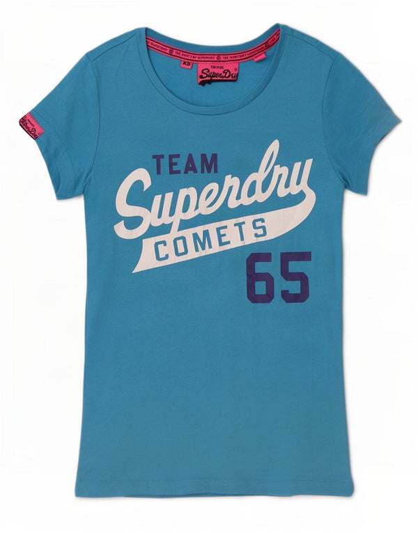 Superdry ženska majica kratkih rukava s grafičkim motivima UK 6 XS plavi pamuk