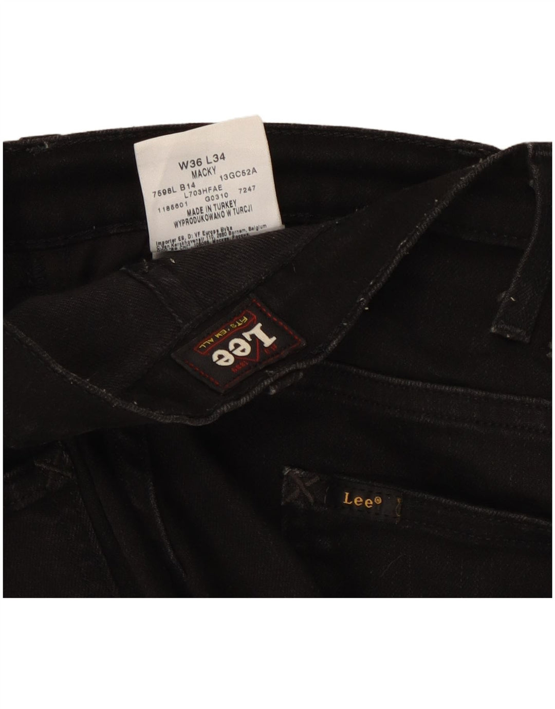 LEE muške Macky ravne traperice W36 L27 crni pamuk