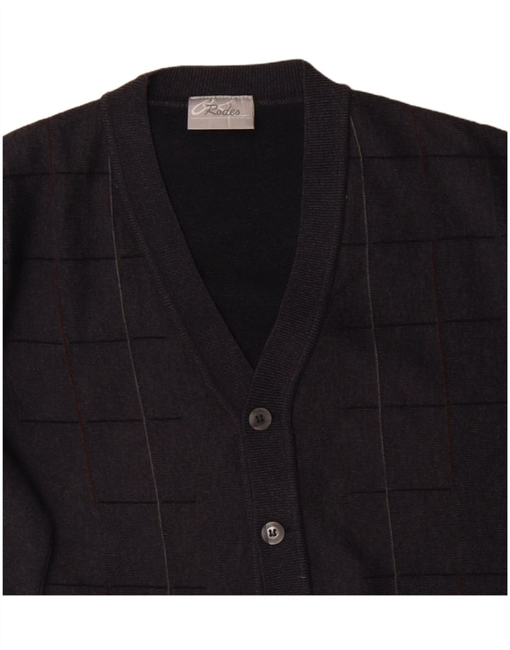 RODES Muški kardigan pulover veliki sivi karirani vuneni