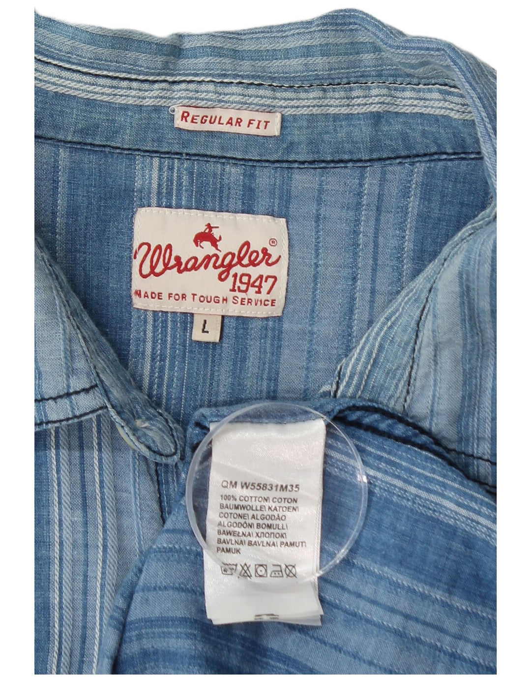 WRANGLER Muška flanelska košulja standardnog kroja, pamuk s velikim plavim prugama