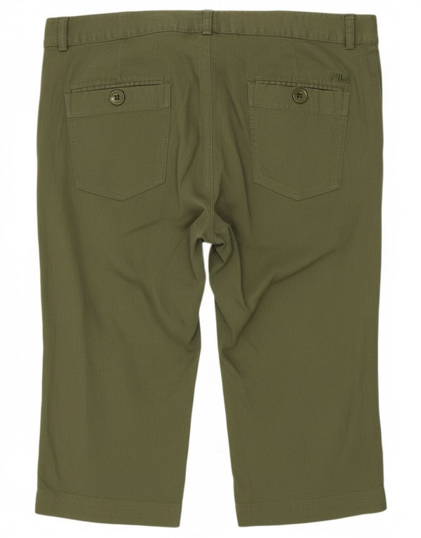 Fila Womens Capri Trousers UK 16 Large W36 L16 Khaki Cotton