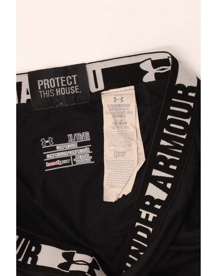 UNDER ARMOUR Ženske Heat Gear Graphic Leggings UK 18 XL Black Colourblock