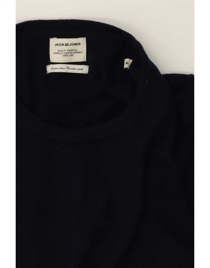 Jack & Jones muški džemper s okruglim izrezom srednje tamnoplave merino vune
