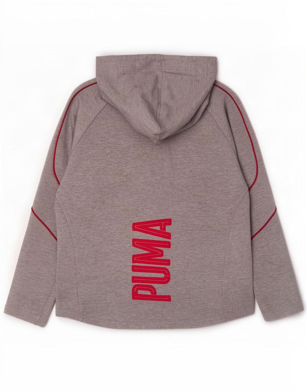 Puma ženski džemper s kapuljačom s patentnim zatvaračem UK 14 Large Grey Flected Cotton