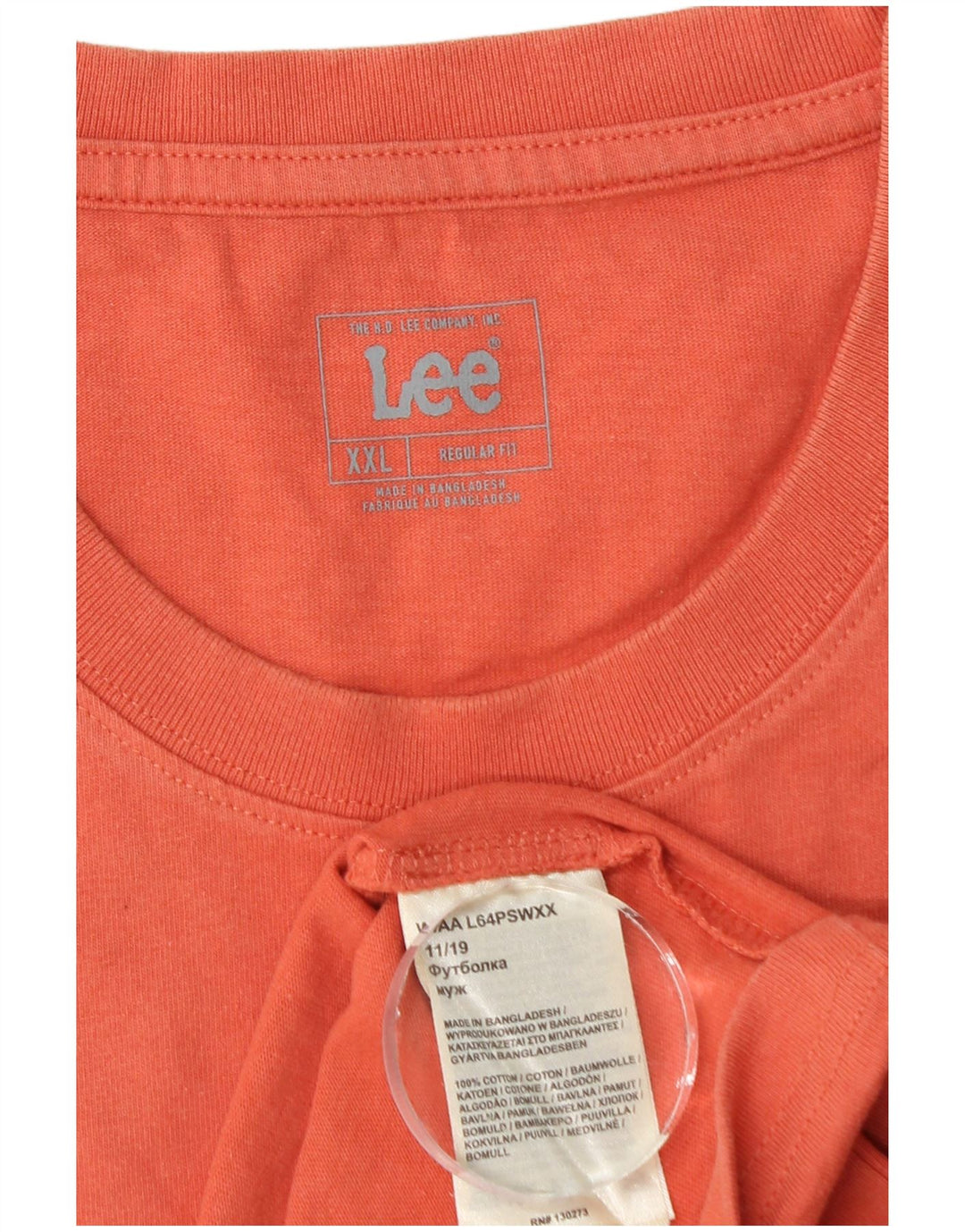 Muška majica kratkih rukava Lee Regular Fit 2XL, narančasti pamuk