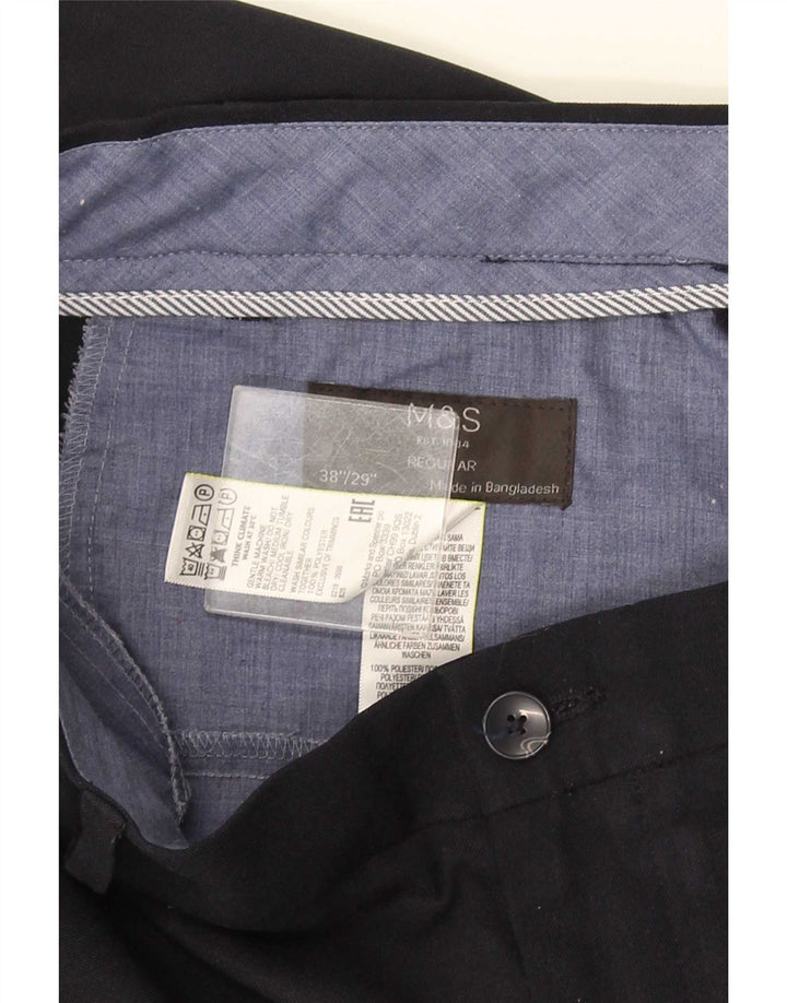 Marks & Spencer muške obične chino hlače W38 L29 tamnoplavi poliester