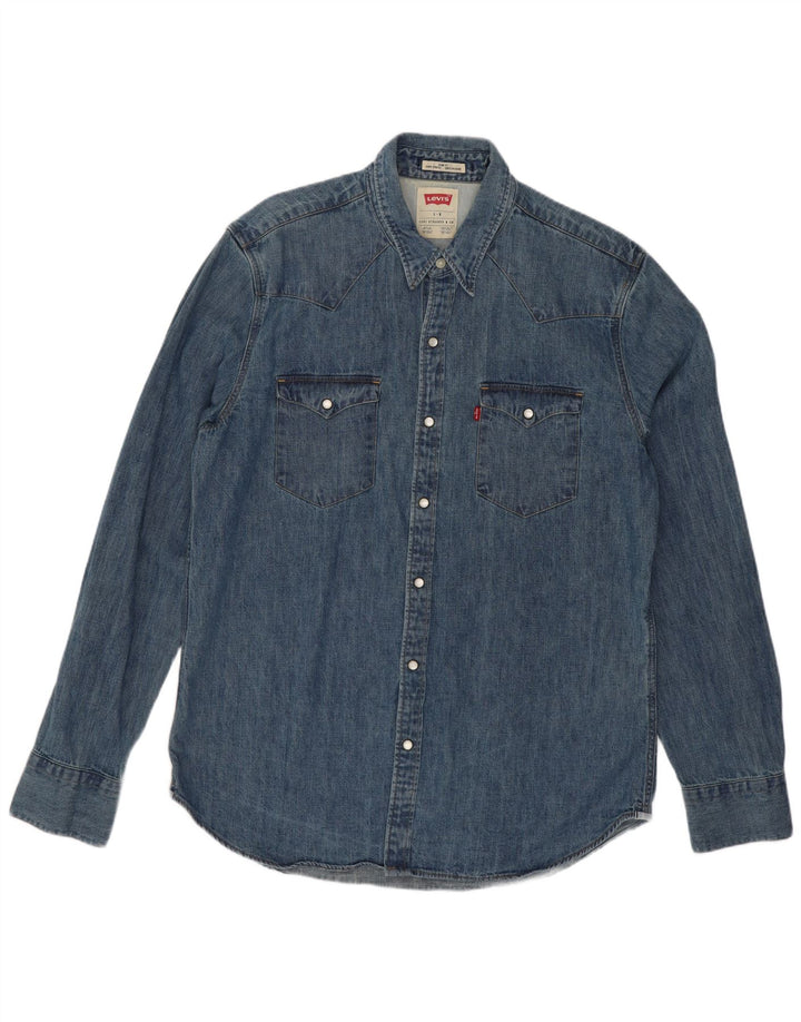 Levi's muška uska traper košulja velika plava pamučna