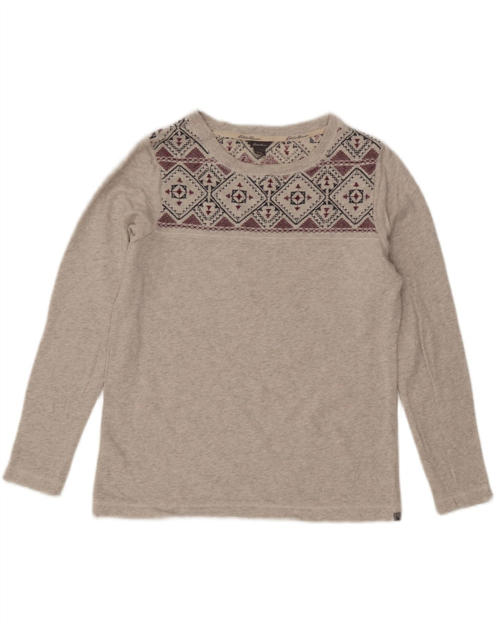 EDDIE BAUER Ženska prekomjerna majica s kratkim rukavima UK 10 Small Grey Fair Isle