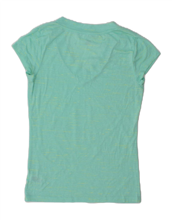 MOSSIMO Womens T-Shirt Top UK 12 Medium Turquoise Flecked Polyester Vintage Mossimo and Second-Hand Mossimo from Messina Hembry 