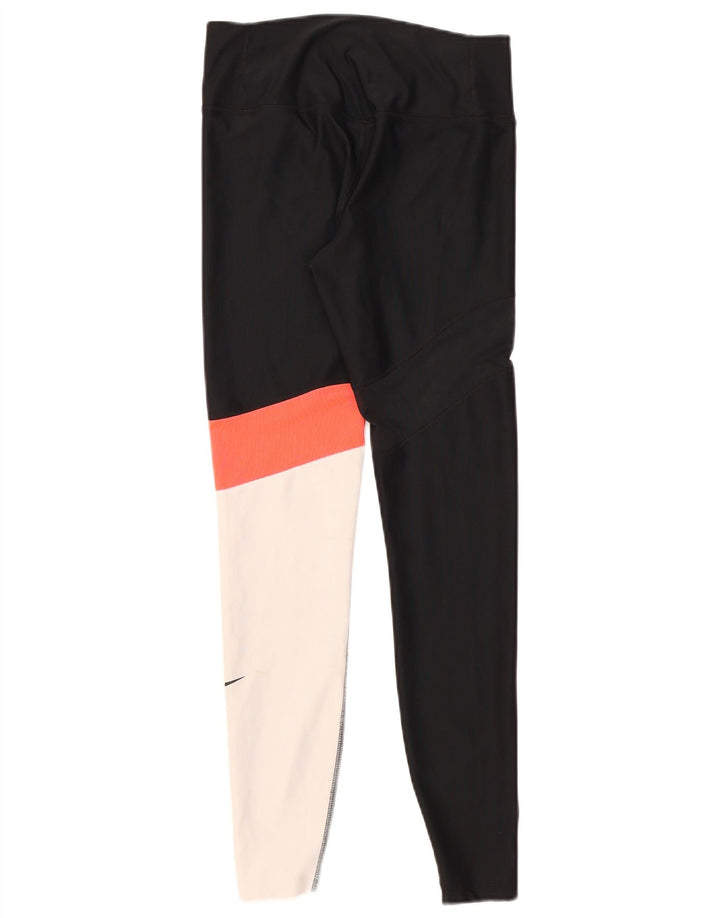 Nike Ženske Dri Fit Leggings UK 10 Male crne Colourblock poliester