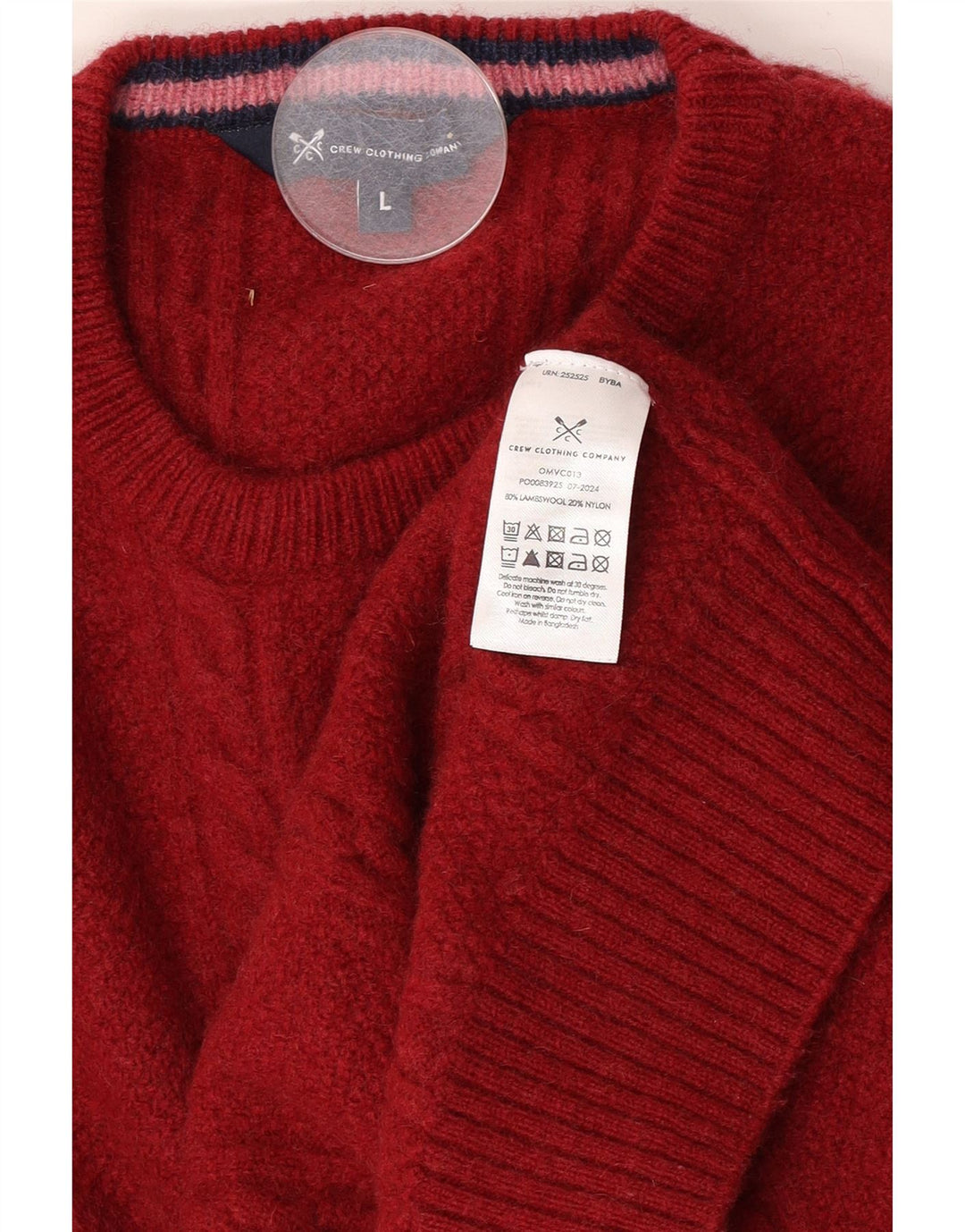 Crew Clothing Muški pulover s ovratnikom, velika crvena janjeća vuna