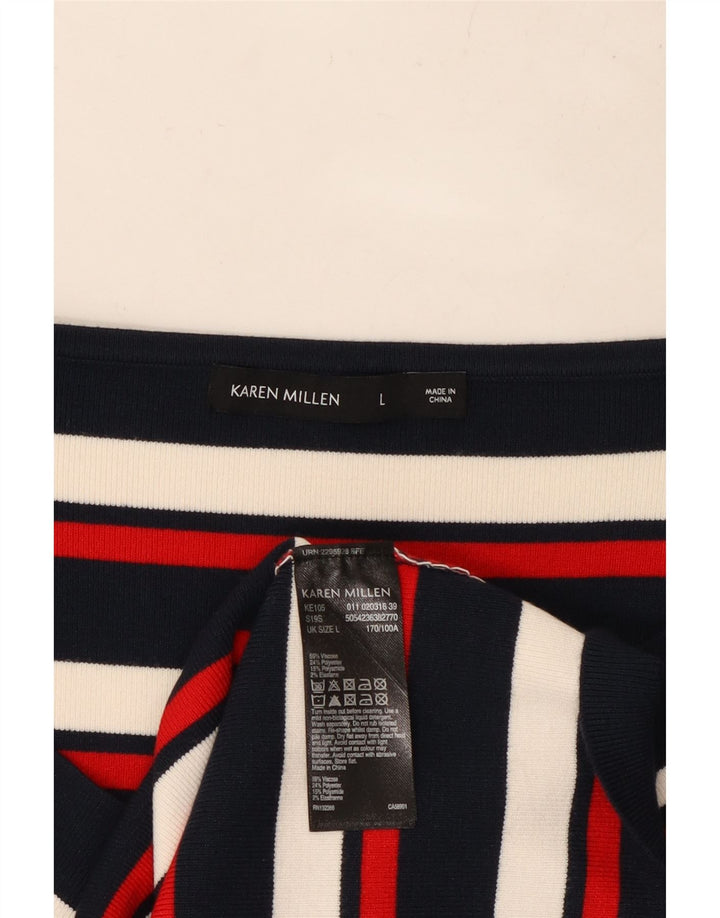 KAREN MILLEN Ženska majica dugih rukava UK 14 na velike raznobojne pruge