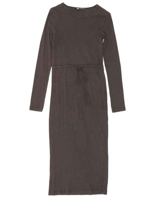 Zara ženska maksi haljina dugih rukava UK 4 XS siva